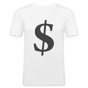 Geld - Männer Slim Fit T-Shirt - Weiß - Vorne - Nik (191cm)