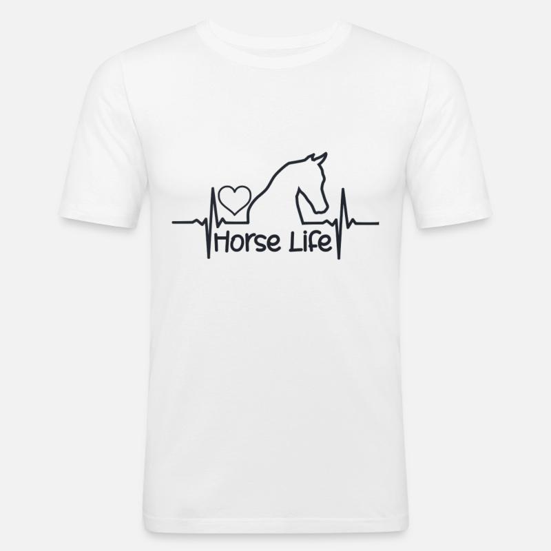 Pferde Mädchen - Männer Slim Fit T-Shirt - Weiß