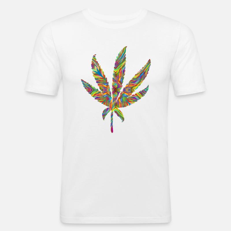 Hanfblatt psychedelisch 2 - Männer Slim Fit T-Shirt - Weiß