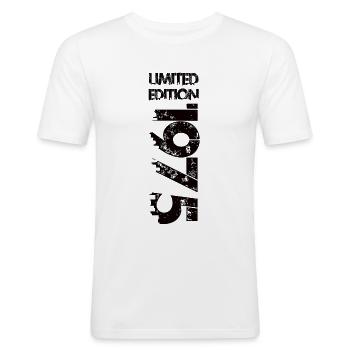 Limited Edition 1975 - Männer Slim Fit T-Shirt - Weiß - Vorne - Nik (191cm)