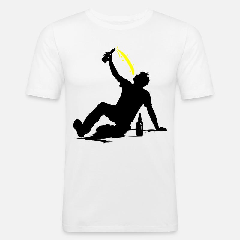 Drinking Bier Silhouette - Männer Slim Fit T-Shirt - Weiß