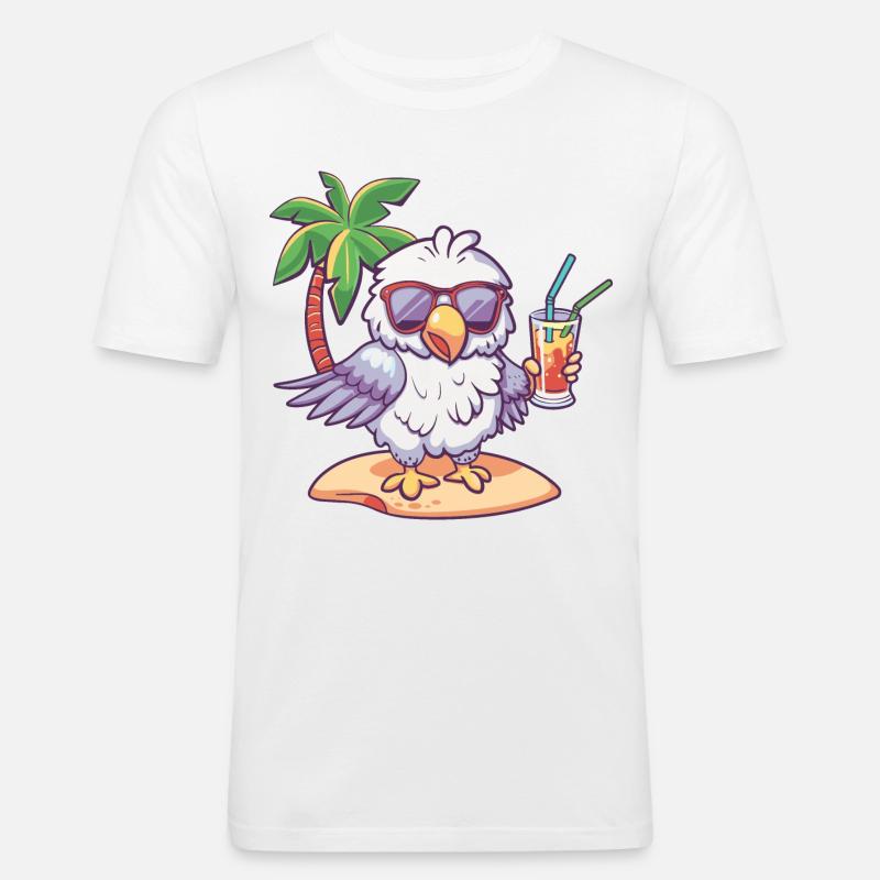 Eagle Summer Beach Comic - Men's Slim Fit T-Shirt - white