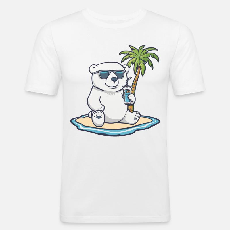 Eisbär Sommer Strand Urlaub - Männer Slim Fit T-Shirt - Weiß