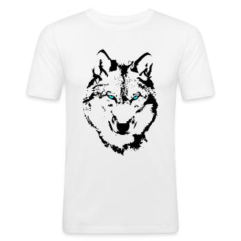 Wolf - Männer Slim Fit T-Shirt - Weiß - Vorne - Nik (191cm)