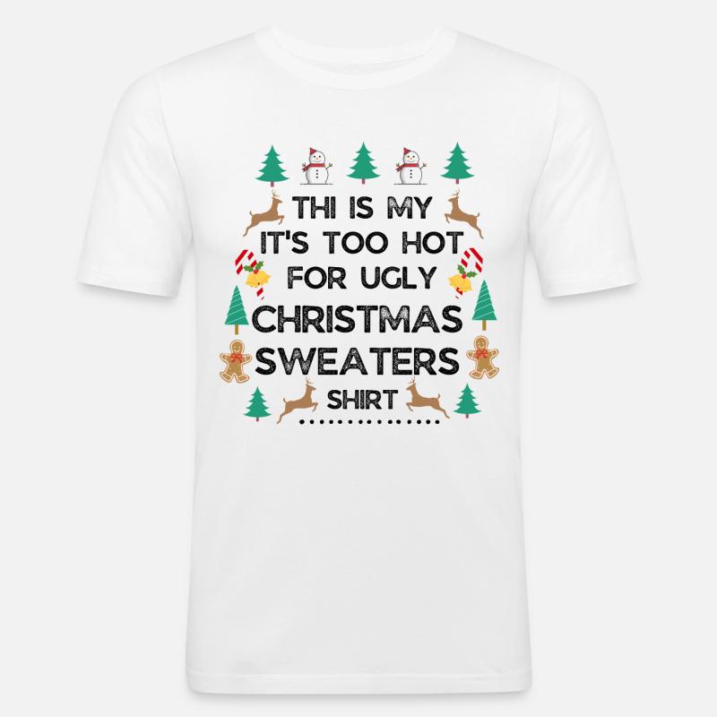 Weihnachtspullover - Männer Slim Fit T-Shirt - Weiß