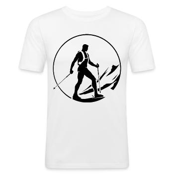 Nordic Walking Sport - Männer Slim Fit T-Shirt - Weiß - Vorne - Nik (191cm)