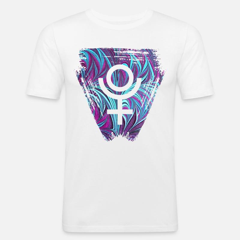 pluto e 74 - Männer Slim Fit T-Shirt - Weiß
