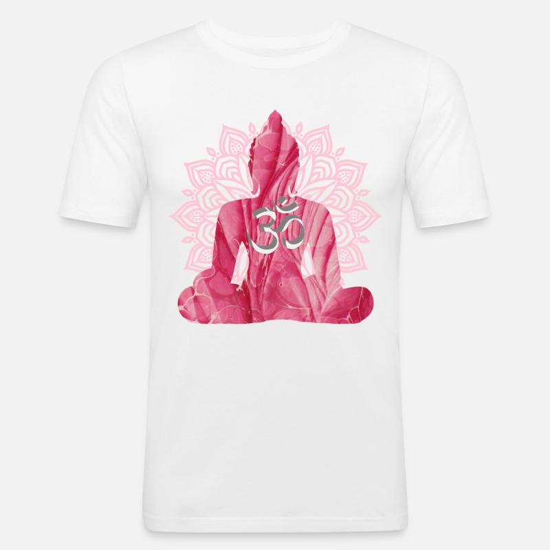 OM with Buddha E 229 - Men's Slim Fit T-Shirt - white