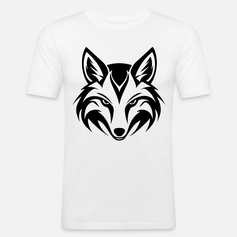 Fuchs Kopf - Männer Slim Fit T-Shirt - Weiß