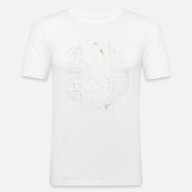 Mitternachtskaffee Bücher Tattoo Kunst - Männer Slim Fit T-Shirt - Weiß