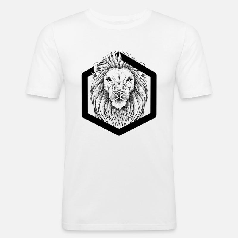 Löwe Dotwork - Männer Slim Fit T-Shirt - Weiß
