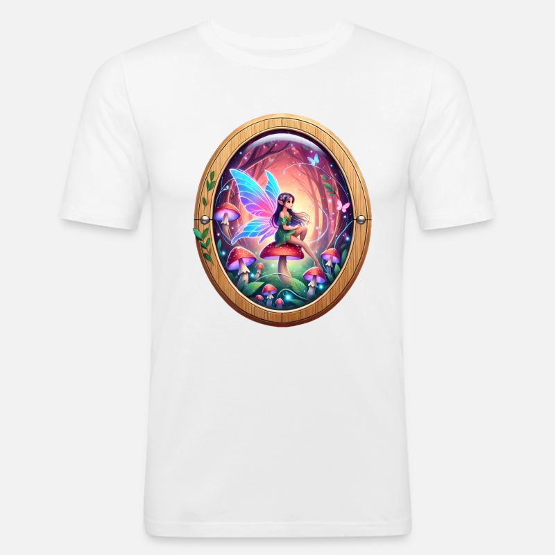 Fee auf einem Regenbogenpilz Design - Männer Slim Fit T-Shirt - Weiß