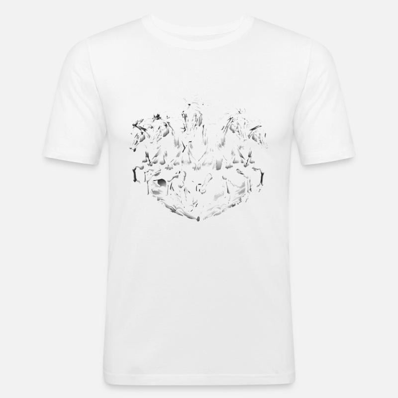Laufpferde Dynamisches Schwarz-Weiß-Design - Männer Slim Fit T-Shirt - Weiß