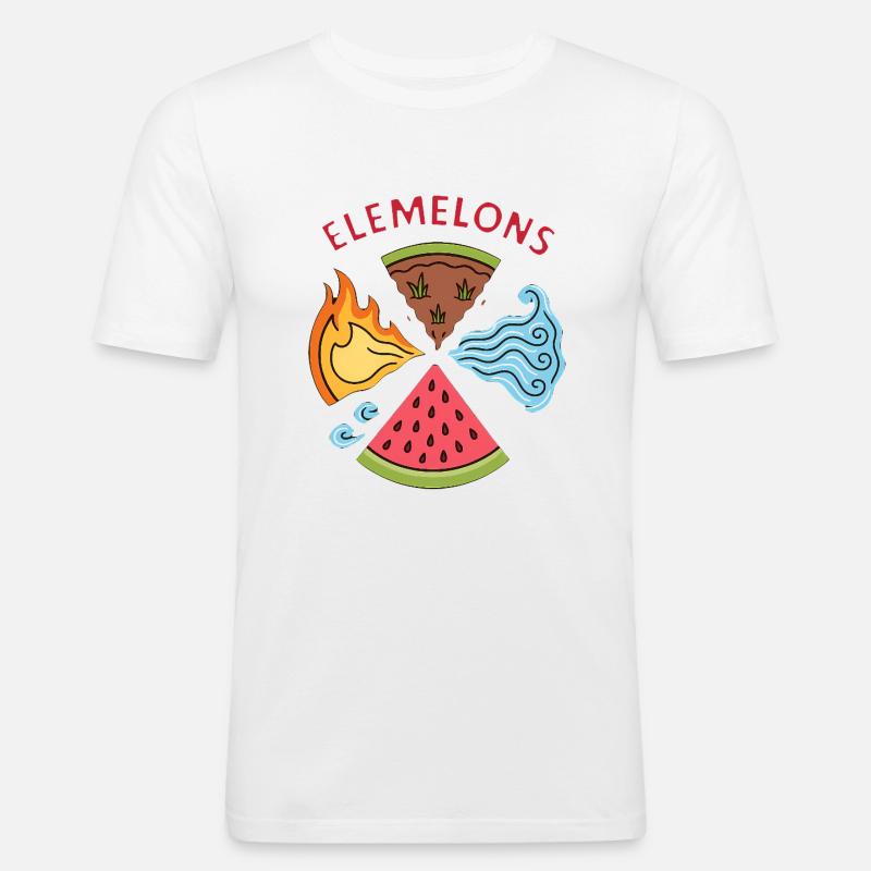 Elemelons Conception élémentaire de pastèque - T-shirt près du corps Homme - blanc