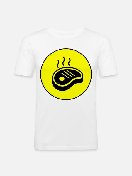Steak icon Kreis - Männer Slim Fit T-Shirt - Weiß