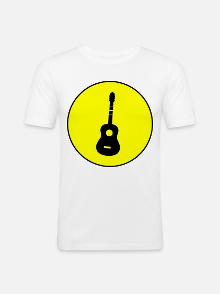 Gitarre Akustik - Männer Slim Fit T-Shirt - Weiß