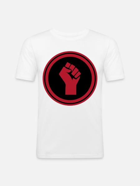 Hand Faust - Männer Slim Fit T-Shirt - Weiß
