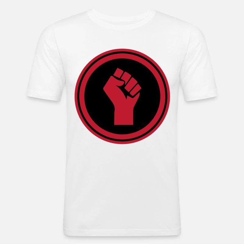 Hand Faust - Männer Slim Fit T-Shirt - Weiß