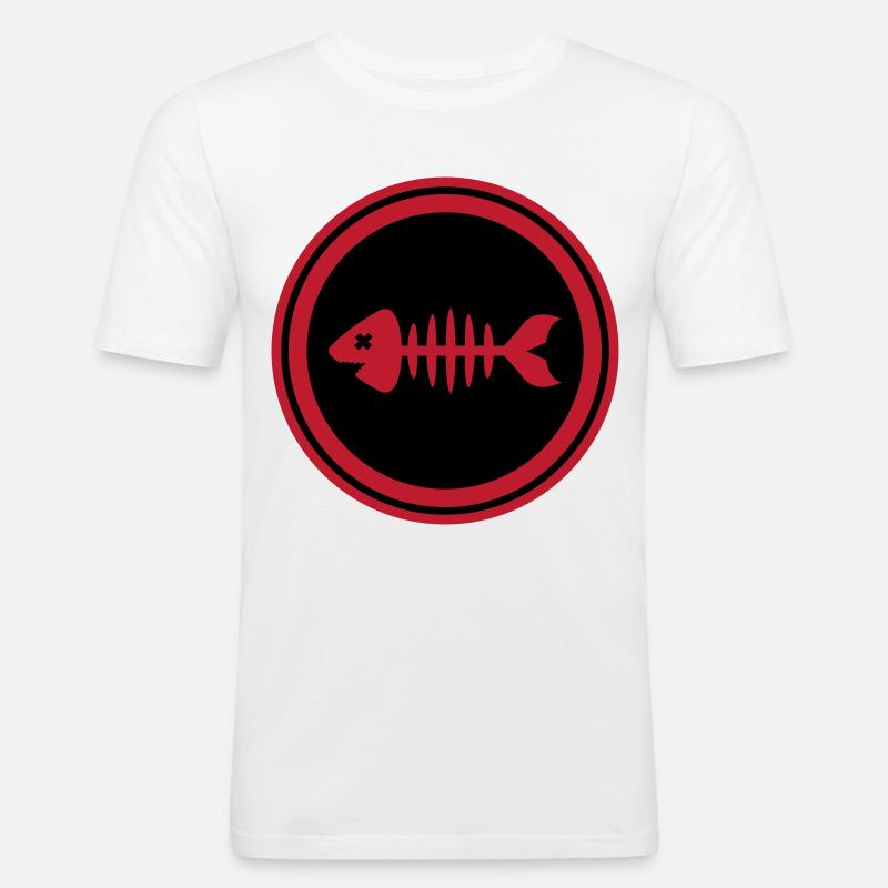 Fisch Symbol Knochen Gräte - Männer Slim Fit T-Shirt - Weiß
