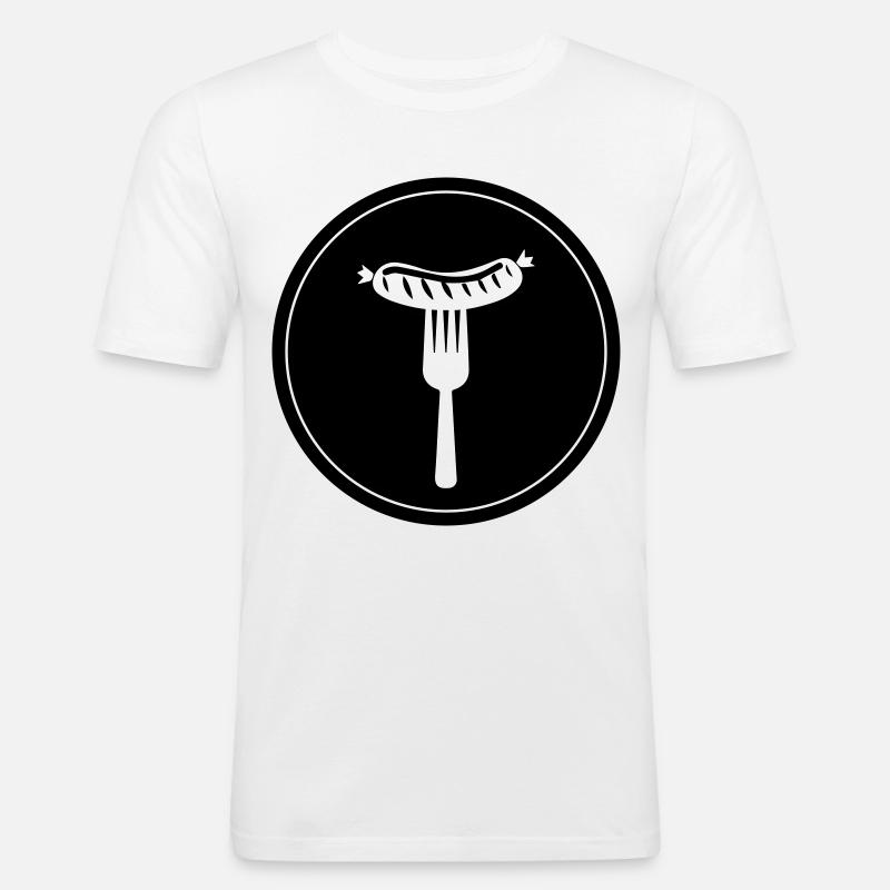 Bratwurst Fleisch icon - Männer Slim Fit T-Shirt - Weiß