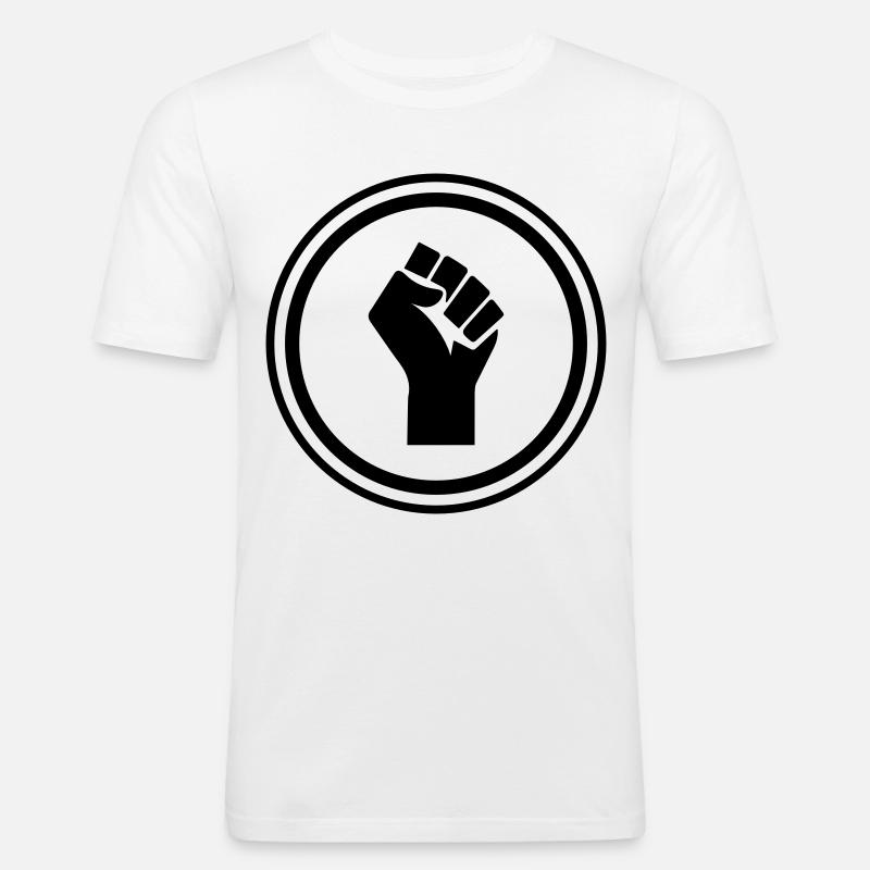 Hand Faust - Männer Slim Fit T-Shirt - Weiß