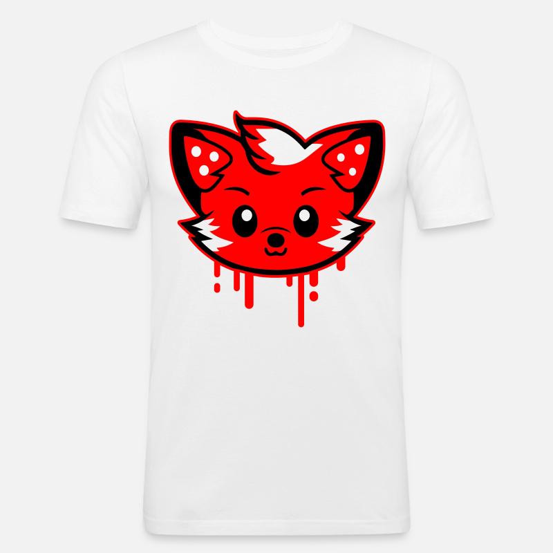 Fuchs Kopf Comic Niedlich - Männer Slim Fit T-Shirt - Weiß