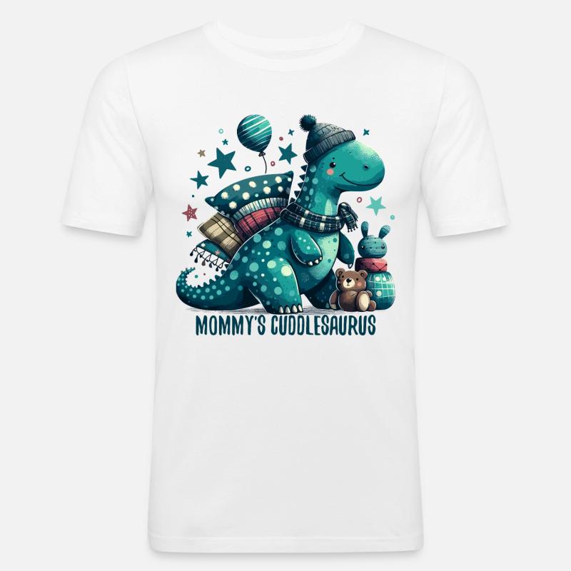 Mommy's Cuddlesaurus Cuddle Dinosaur Gift - Men's Slim Fit T-Shirt - white