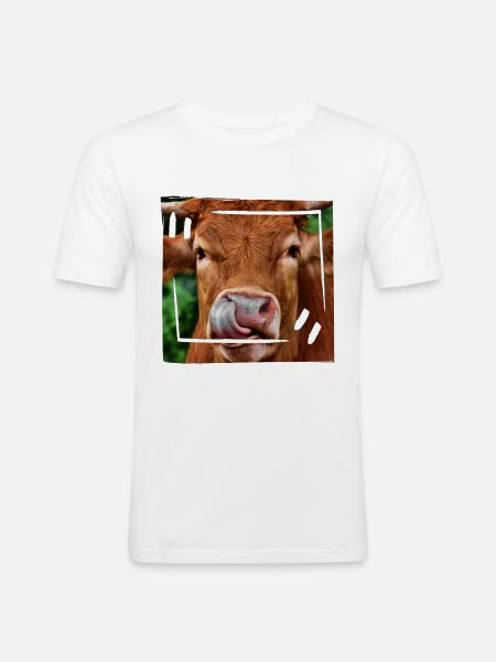 Rind - Männer Slim Fit T-Shirt - Weiß