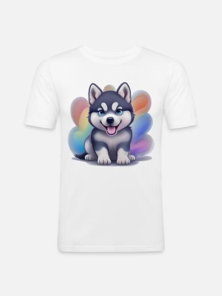 Siberian Husky Puppy - Men's Slim Fit T-Shirt - white