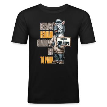 Zebra-Opa-Aktion, nicht Ihr normaler Opa - Männer Slim Fit T-Shirt - Schwarz - Vorne - Nik (191cm)