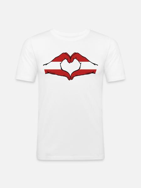 Austria Flag Hands Heart Shape - Men's Slim Fit T-Shirt - white