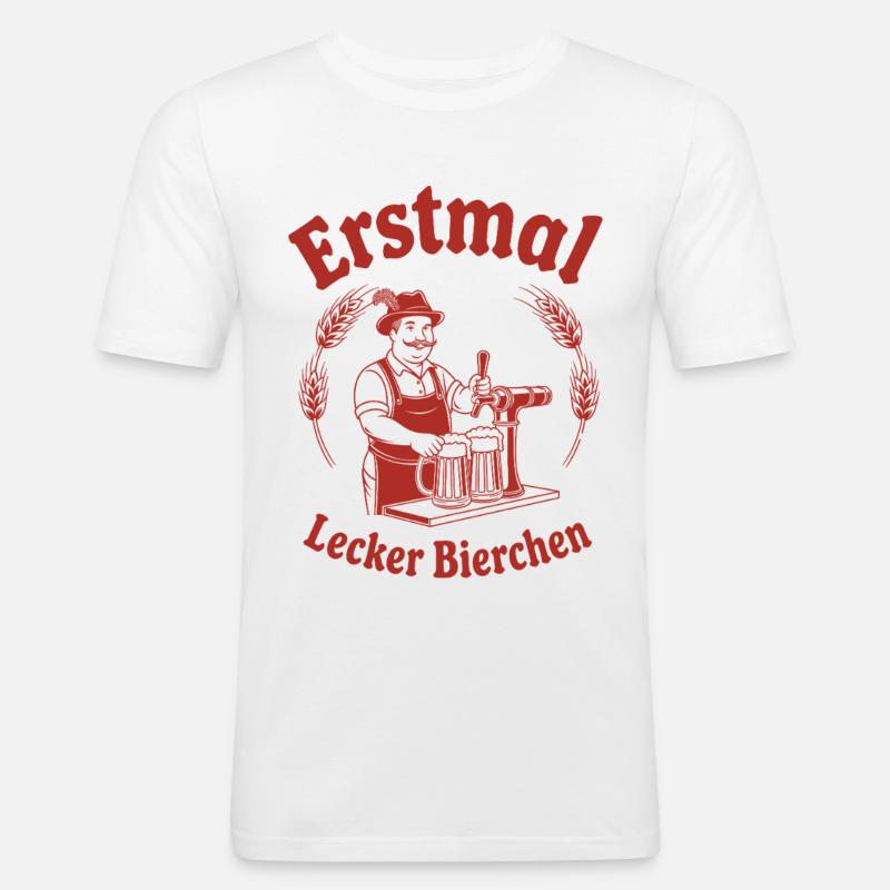 Erstmal lecker Bierchen - Männer Slim Fit T-Shirt - Weiß