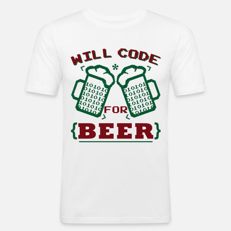 Will Code For Beer - Men's Slim Fit T-Shirt - white