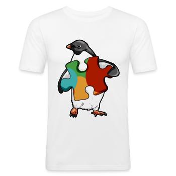 Puzzelstuk pinguïn pinguïn autisme spectrum - Mannen slim fit T-shirt - wit - Voor - Nik (191cm)