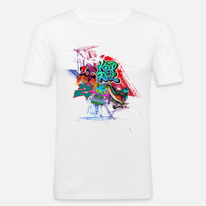 Graffiti Design - Männer Slim Fit T-Shirt - Weiß