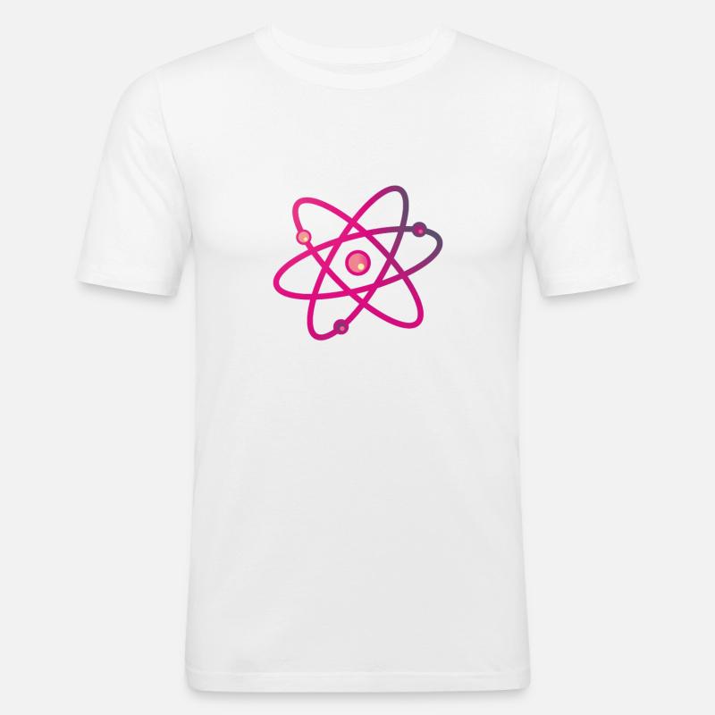 Buntes Atom Neutron Elektron - Männer Slim Fit T-Shirt - Weiß