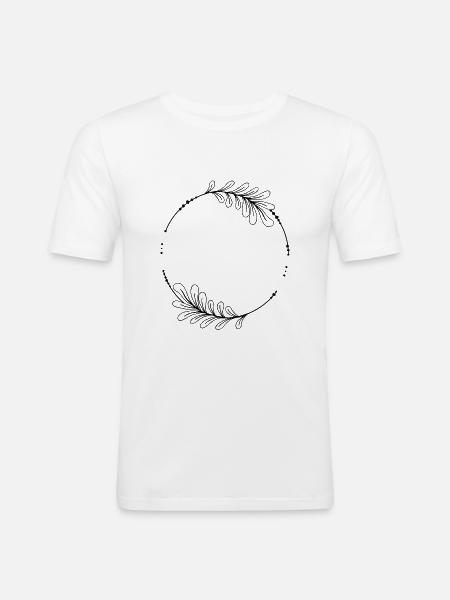 Black circle frame with leaves - Men's Slim Fit T-Shirt - white