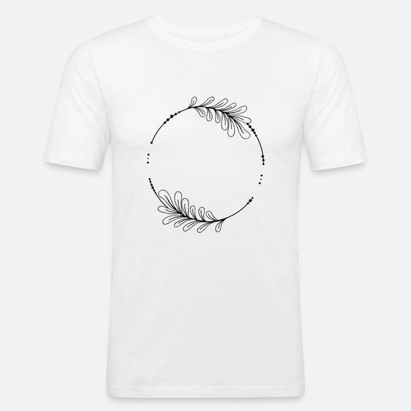 Schwarzer Kreis Rahmen mit Blättern - Männer Slim Fit T-Shirt - Weiß
