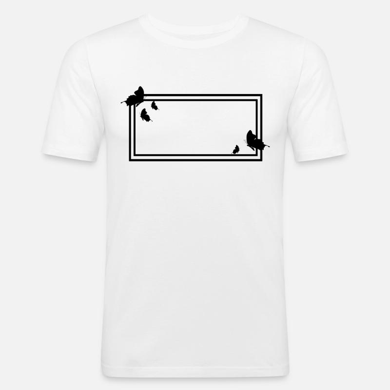 Rectangular frame with butterflies - Men's Slim Fit T-Shirt - white