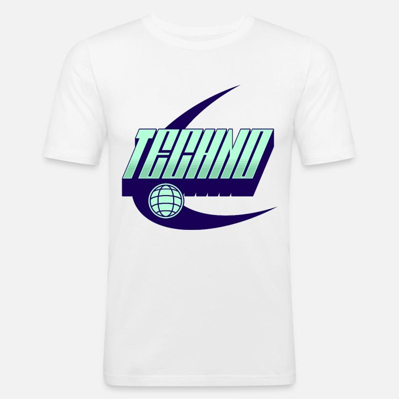 Techno - Männer Slim Fit T-Shirt - Weiß
