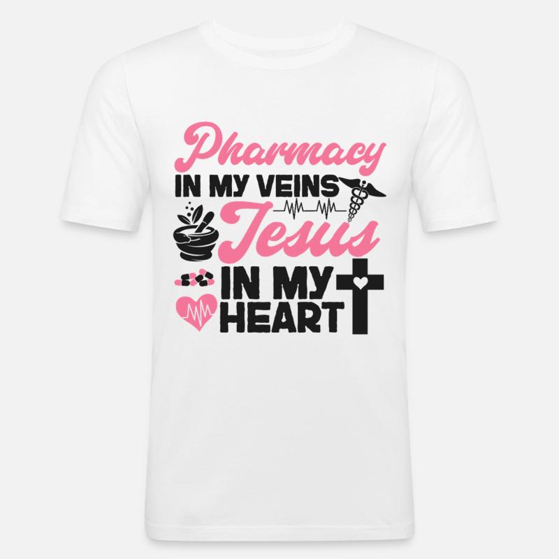 Pharmacy Tech Technician - Men's Slim Fit T-Shirt - white