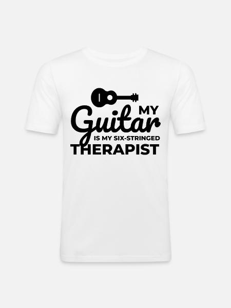 Six-Stringed Therapy: Celebrating the Guitar - Men's Slim Fit T-Shirt - white