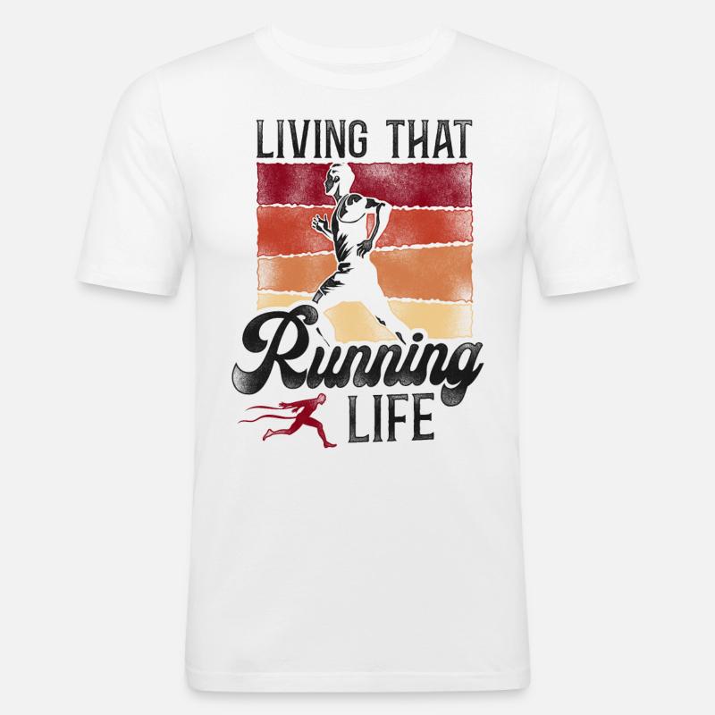 Running Runner Half Marathon - Männer Slim Fit T-Shirt - Weiß