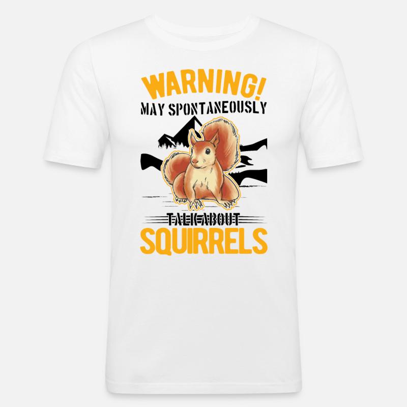 Warning Squirrel Grey Squirrel - Men's Slim Fit T-Shirt - white