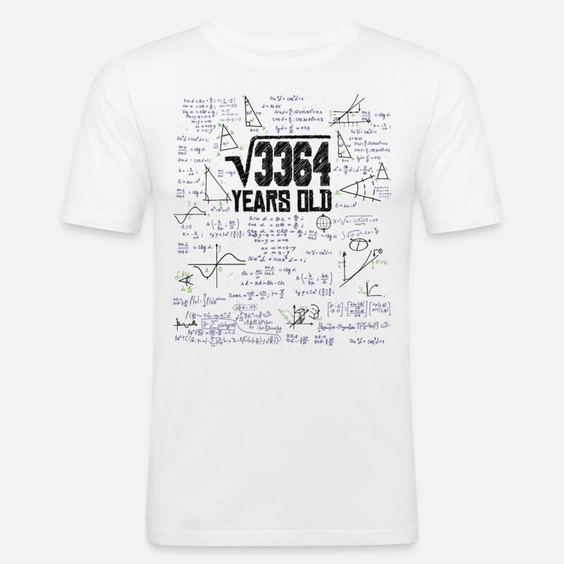 Radice quadrata di 3364 Math Nerd 58 ° compleanno - Maglietta aderente da uomo - bianco