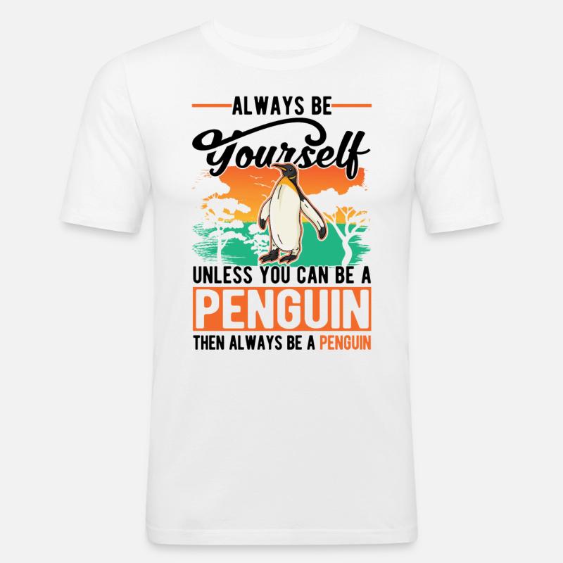 Pinguin Geschenk Penguin - Männer Slim Fit T-Shirt - Weiß