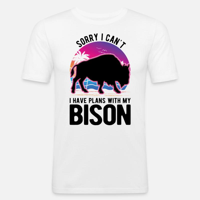 Büffel Geschenk Bison Wasserbüffel - Männer Slim Fit T-Shirt - Weiß