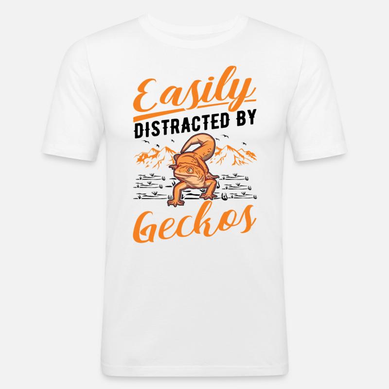 Easily distracted by Geckos Leopardgecko - Männer Slim Fit T-Shirt - Weiß