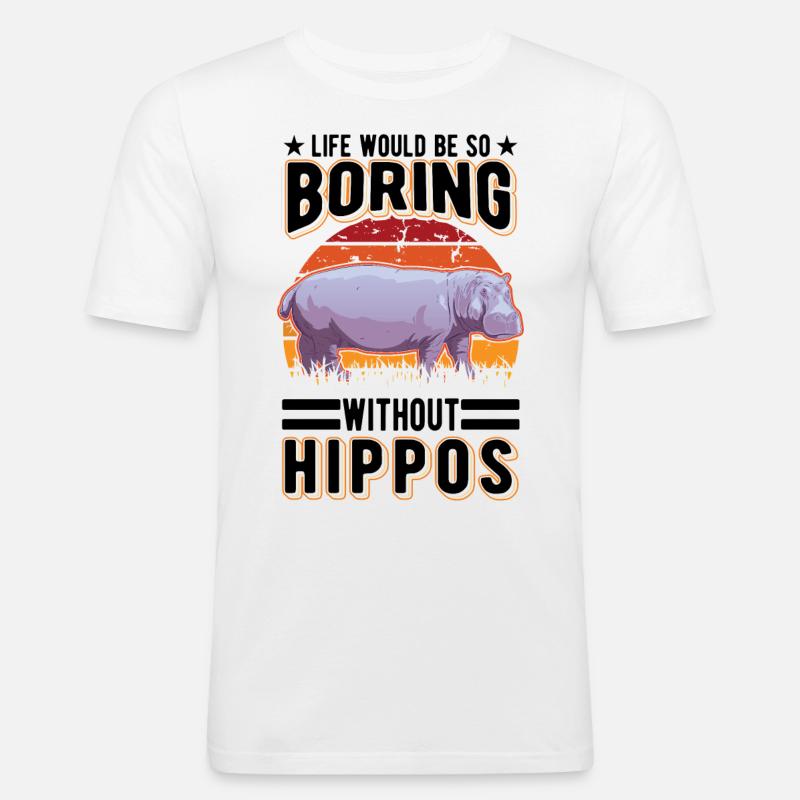 Nilpferd Geschenk Hippo Flusspferd - Männer Slim Fit T-Shirt - Weiß