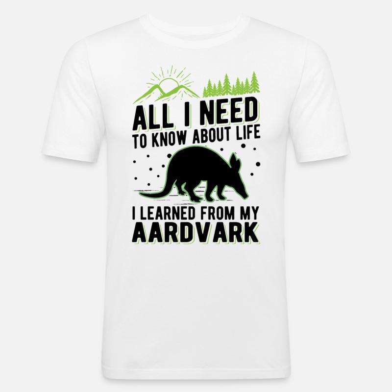 Erdferkel Geschenk Aardvark - Männer Slim Fit T-Shirt - Weiß